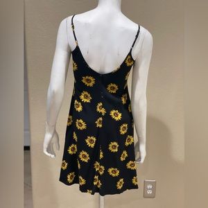 Casual black dress with sunflowers